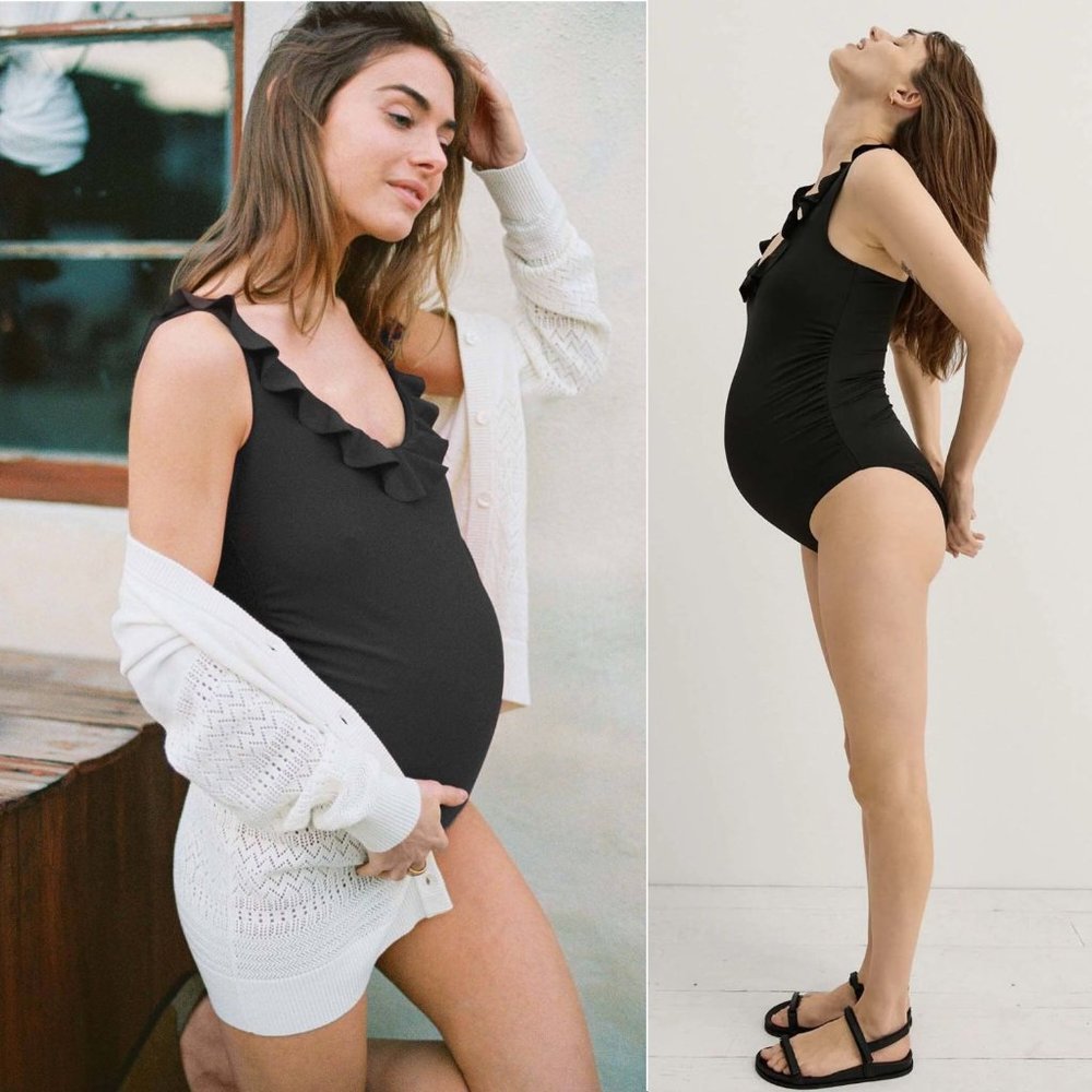 HATCH The Antigua One-Piece Maternity SWIMSUIT Size S Black Convertible NEW $178